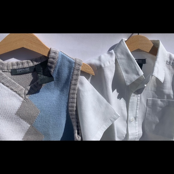 💯 original Kenneth Cole reaction Linen shirt & vest (sell as unit only) - Picture 2 of 5